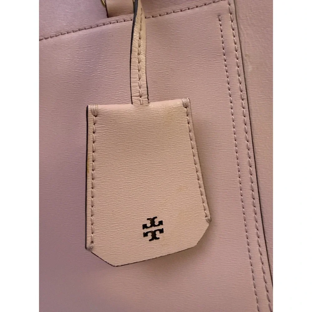 Tory Burch Parker Tote Pink Leather Bag Purse Classic Preppy Zip Top‎